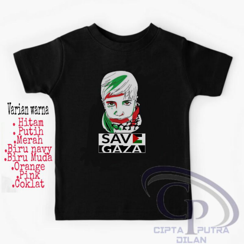 Kaos Baju Anak/Save/Palestina/Kaos Anak Laki laki Kaos Anak Perempuan Kaos Anak Cewek Cowok