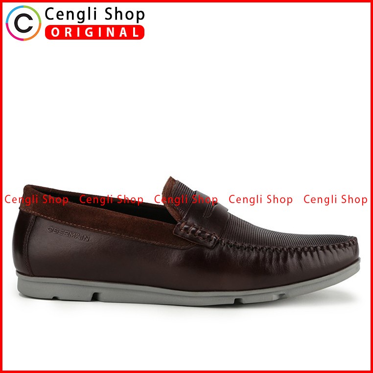 SEPATU PANSUS KULIT OBERMAIN PRIA ORIGINAL LOAFER CASUAL SEMI FORMAL COKLAT OM15