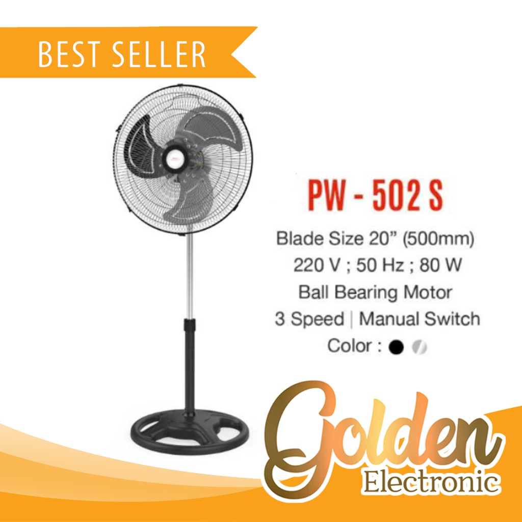 MASPION PW-502S KIPAS ANGIN 20 Inch Power Fan Stand Fan Besi - Surabaya