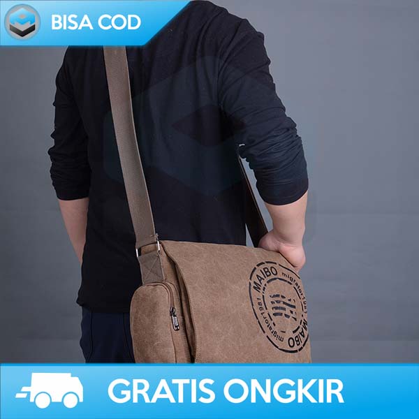 TAS SELEMPANG ORI PRIA TREND MANJIANGHONG 1124 TRENDY KANVAS PRIINTING