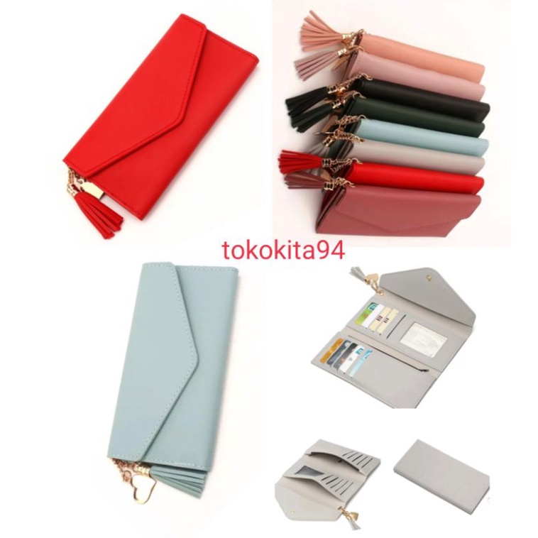 Dompet Panjang Wanita Import Polos Satuan Lipat - Dompet Lipat Wanita Import 1Pcs Polos - Dompet Waller Card Satuan Polos