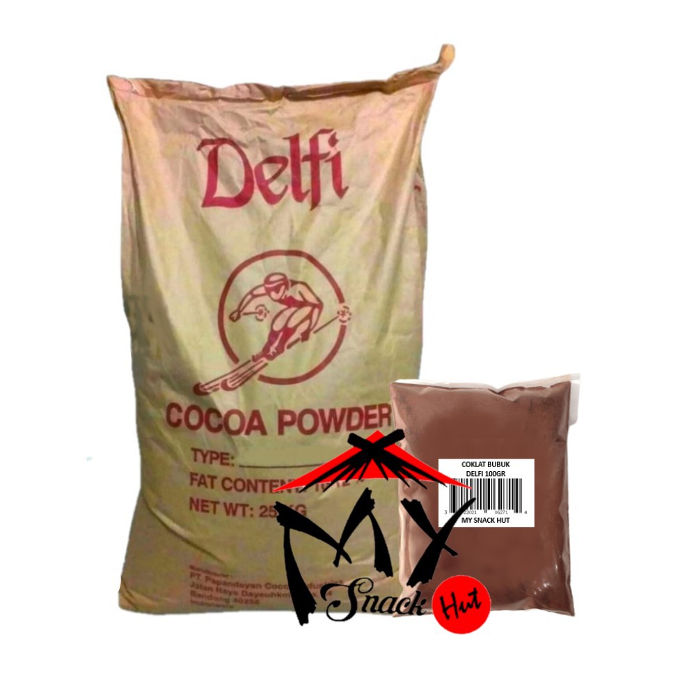 COKELAT BUBUK DELFI 100GR - PURE COCOA CHOCOLATE POWDER SERBUK COKLAT MINUMAN MURNI HALAL MUI