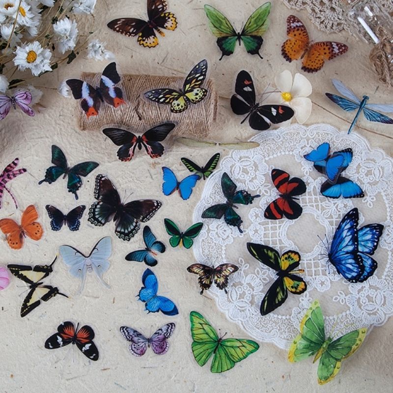 

(1 Pack) Stiker Motif Kupu-Kupu | Sticker Deco Journal Planner | Flakes Sticker Bujo Retro Vintage