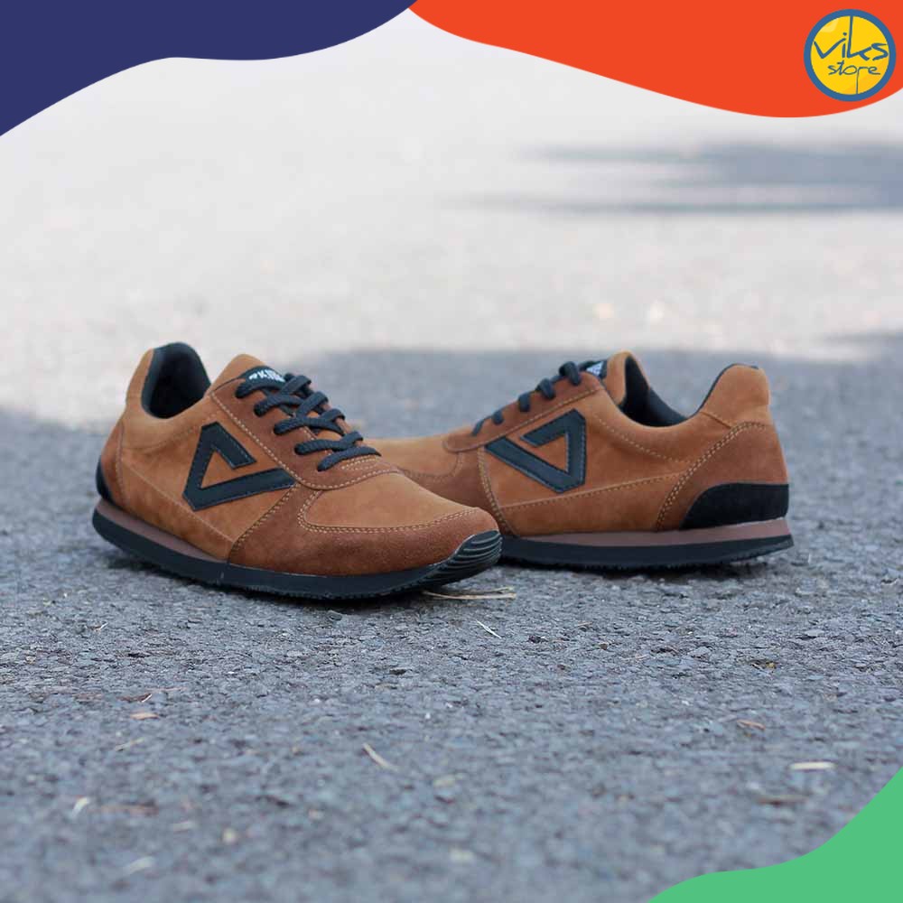 Sepatu Sneakers Tali Casual Suede Pria Coklat Kuzatura NC KZS 559 Original Branded