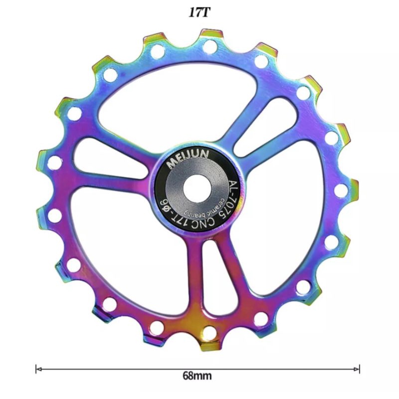 Meijun Pulley RD 17T Ceramic Bearing Wheel Guide OSPW 17T Pulley RD Rainbow