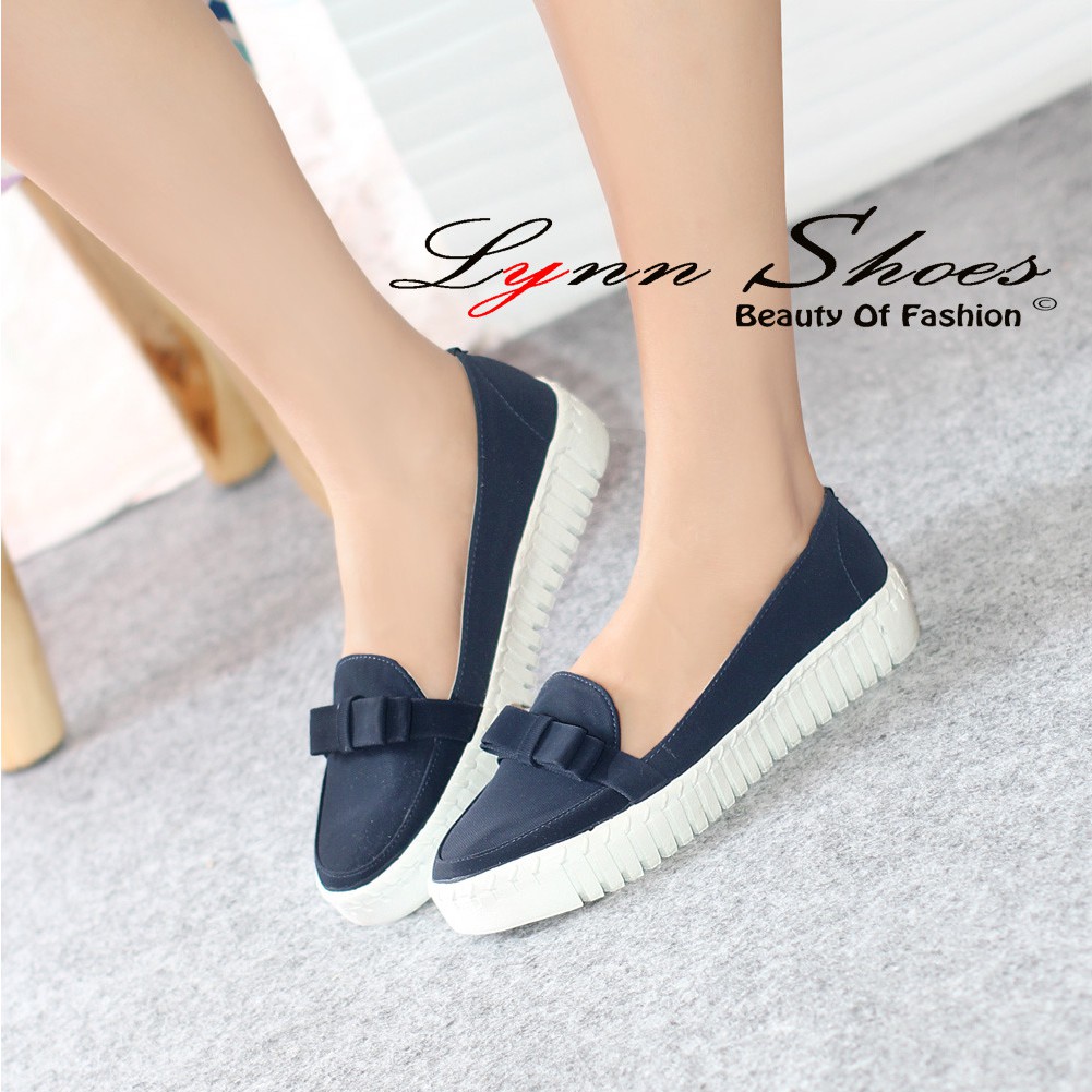 Lynn Sepatu Slip On Wanita K5MG  - Biru / Coklat / Cream / Hitam / Pink-Biru