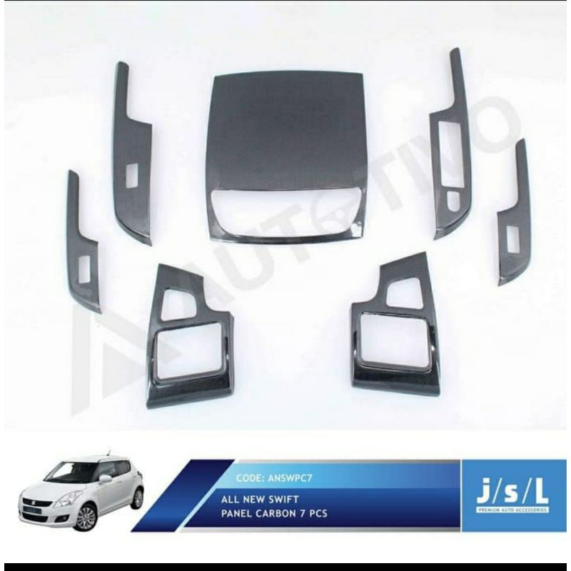 Panel carbon dashboard 7 pcs suzuki all new swift jsl