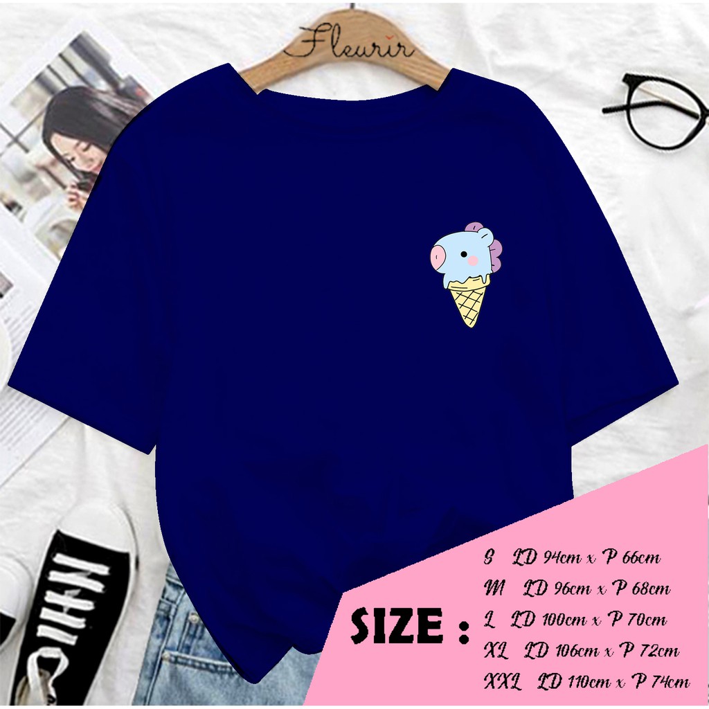 FLEURIR - KAOS MANG ICE CREAM WANITA DEWASA LENGAN PENDEK TEE UNISEX WANITA PRIA