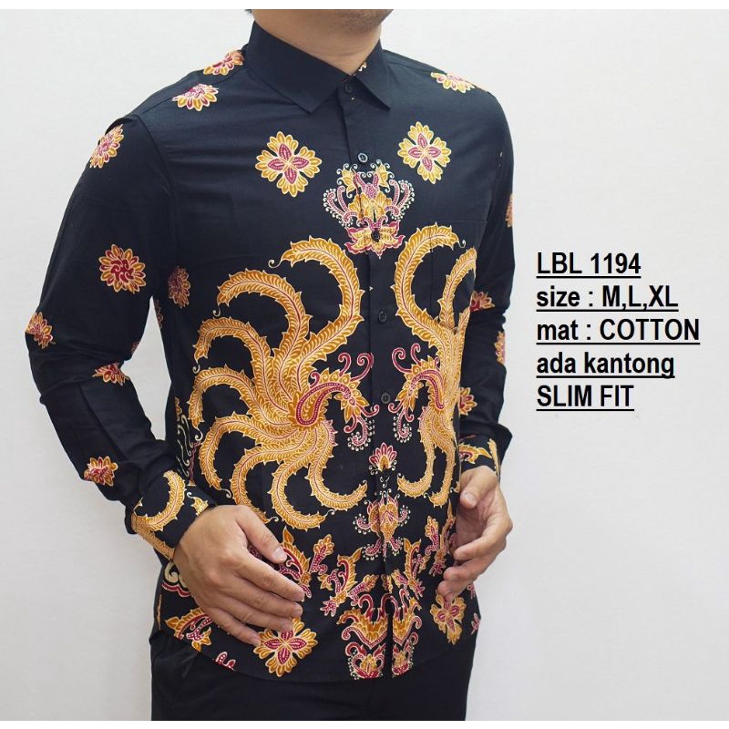 BAJU KEMEJA BATIK SLIM FIT PRIA LENGAN PANJANG CASUAL FORMAL MEWAH MODERN LBL1194