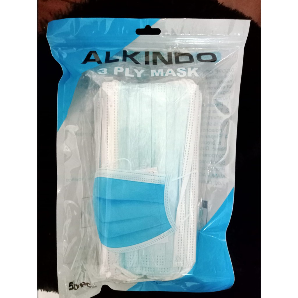 Masker Alkindo Kemenkes 3ply isi 50 pcs Masker Biru Earloop 3 Ply isi 50pcs
