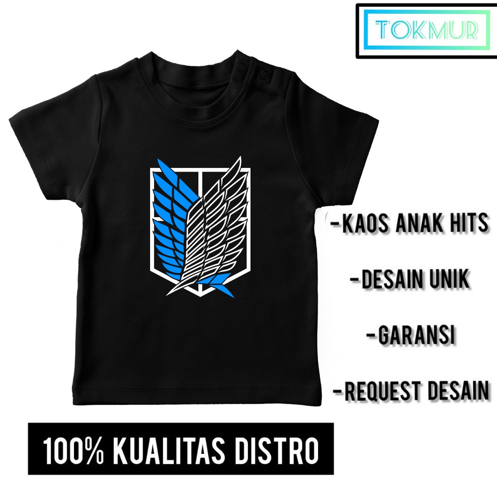 Kaos Anak Laki Laki Anime Attack on Titan Survey Crop Color Tshirt AOT SNK Umur 3-12 Tahun Murah