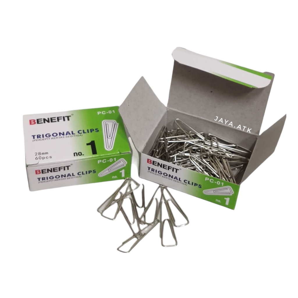 KLIP KERTAS PAPER CLIP SEGITIGA NO.1 MEDIUM 28MM TRIGONAL CLIP SILVER BESI