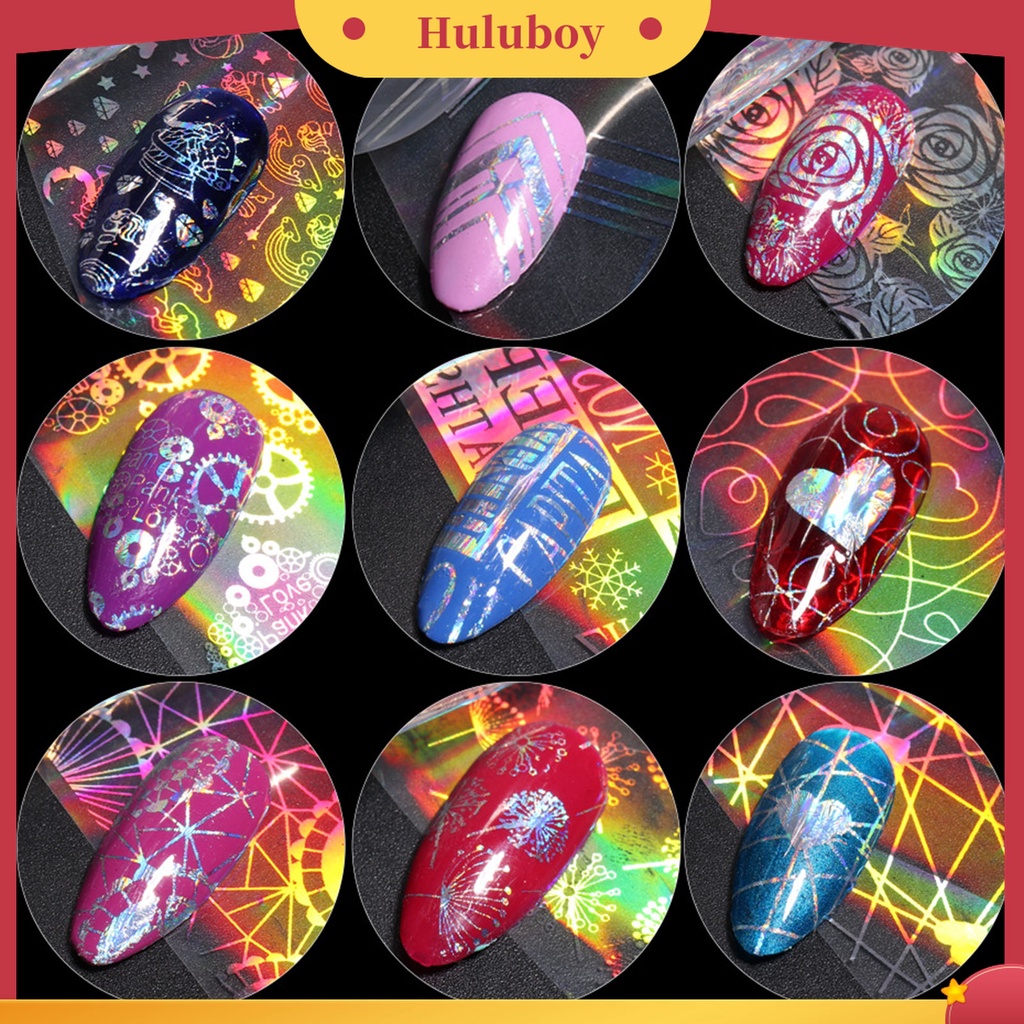 Huluboy Huluboy♡ 10pcs / Set Stiker Kuku Transfer Foil Motif Bintang Efek 3D Untuk Dekorasi Manicure