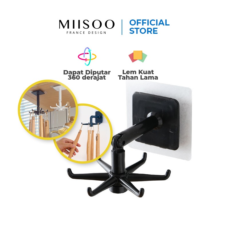 MIISOO Gantungan putar 360 derajat peralatan dapur Gantungan hook kamar mandi