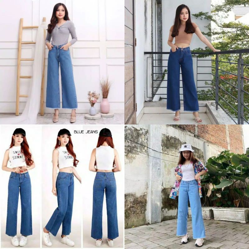 HIGHT WAIST KULOT JEANS WANITA PREMIUM/CELANA KULOT RAWIS SIZE  27-34