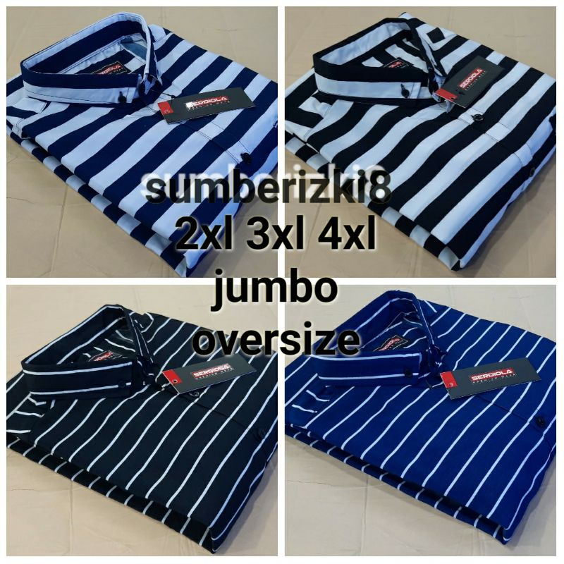 KEMEJA JUMBO SALUR STRIP SALUR 2XL 3XL 4XL XXL XXXL XXXL