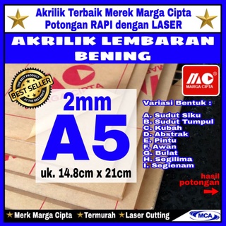 AKRILIK lembaran 2mm A5 / Akrilik bening / Marga cipta / Acrylic / Akrilik 2mm A5