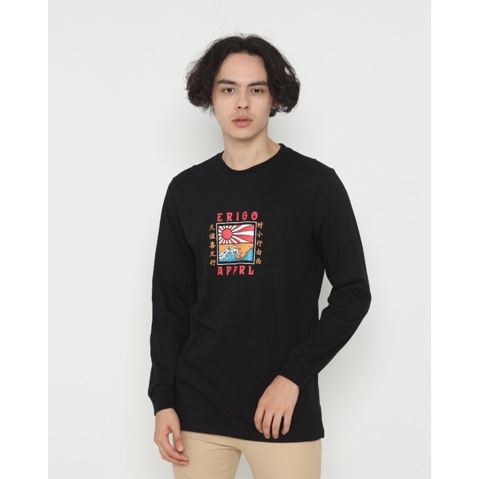 pria-kaos- kaos unisex erigo longsleeve nipon wave cotton combed black - s -kaos-pria 750 atasan-
