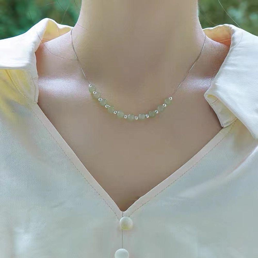 Mxbeauty Kalung Perempuan Hadiah Vintage Elegan Giok Manis Temperamen Rantai Klavikula