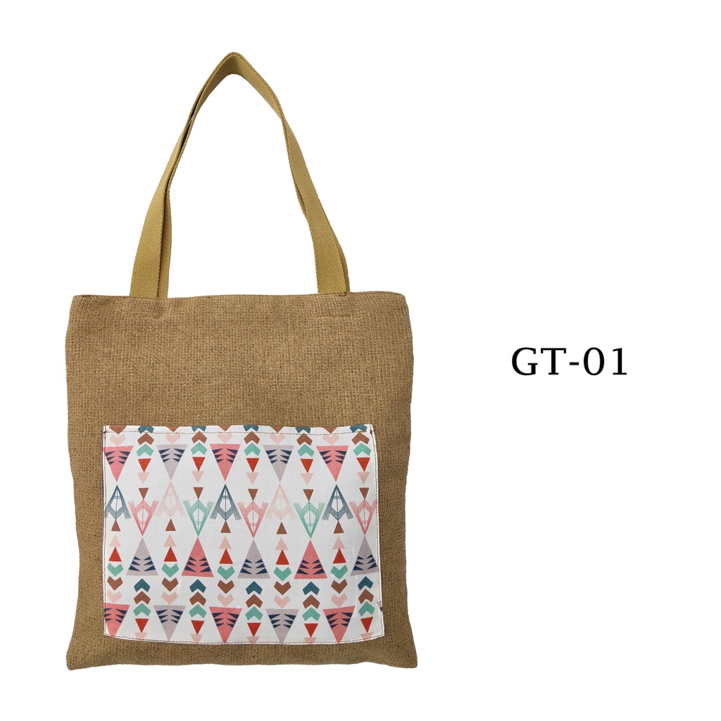 Tote Bag Goni Gail Dengan Kantong Depan Tas Tote 40x34cm Motif GT-01