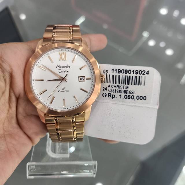 JAM TANGAN COWOK CLASSIC ALEXANDRE CHRISTIE AC8619 | AC 8619 ROSEGOLD ORIGINAL