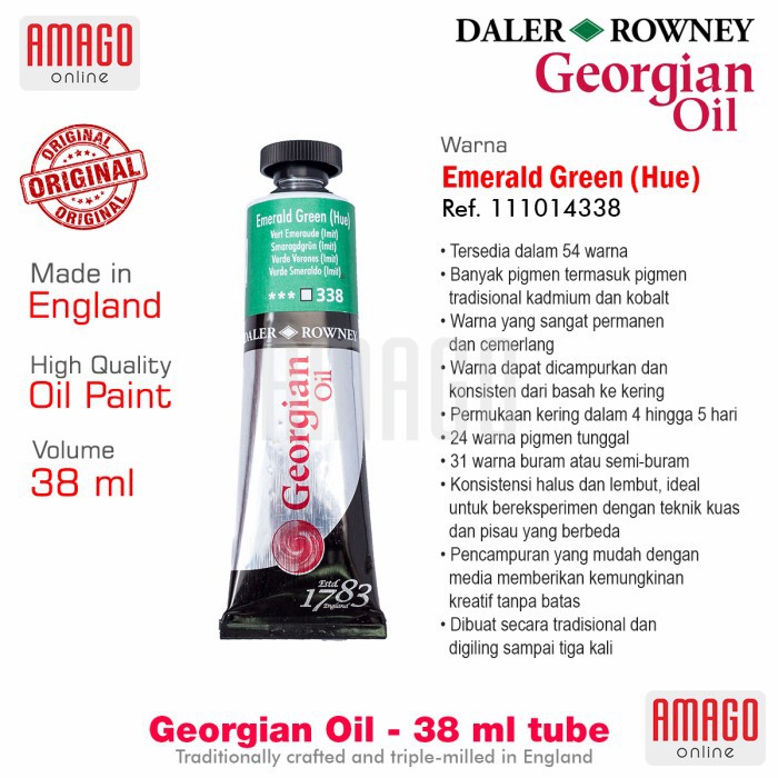 DALER-ROWNEY - GEORGIAN OIL 38 ml - EMERALD GREEN HUE - 111014338