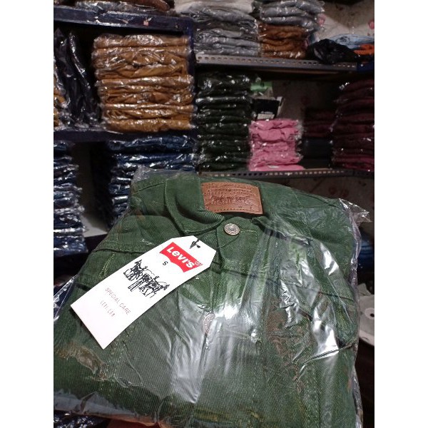 jaket jeans kasual levis & oversized kemeja pria m l xl & jaket hijau militer green army ijo lumut