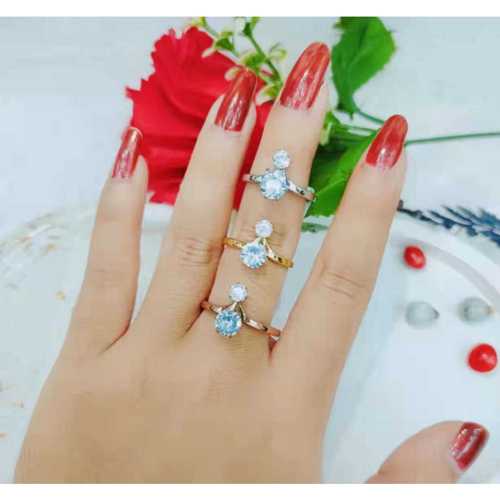 Cincin Titanium Permata Perhiasan Fashion 8700-8703