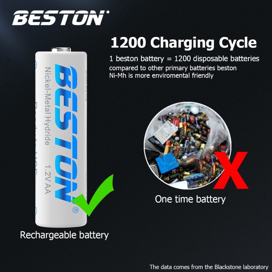 BATERAI BATTERY AA BESTON CHARGE BATRE CAS RECHARGEABLE 1200mAh