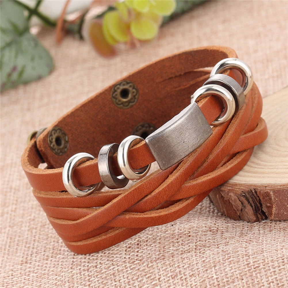 Hu Hu Hu Hu Hu Alat Bantu Pasang Kacamata♡ Gelang Multilayer Bahan Kulit Imitasi Gaya Vintage Untuk Pria Dan Wanita