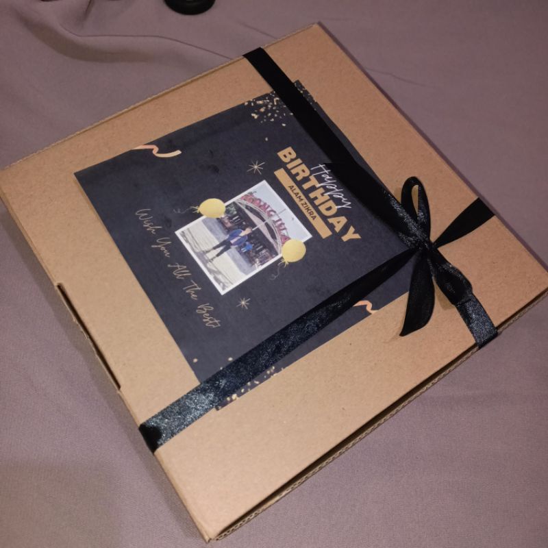 Hampers Cowok Black Series / Kado Ulang Tahun Cowok / Gift Box Birthday Cowok / Hampers Kaos dompet waistbag
