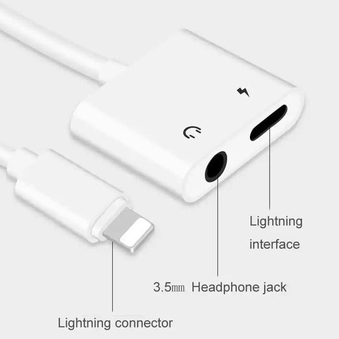 PROMO For iPhone X 7 8 2 in 1 Audio Charging Headphone Jack AUX I Kabel OTG