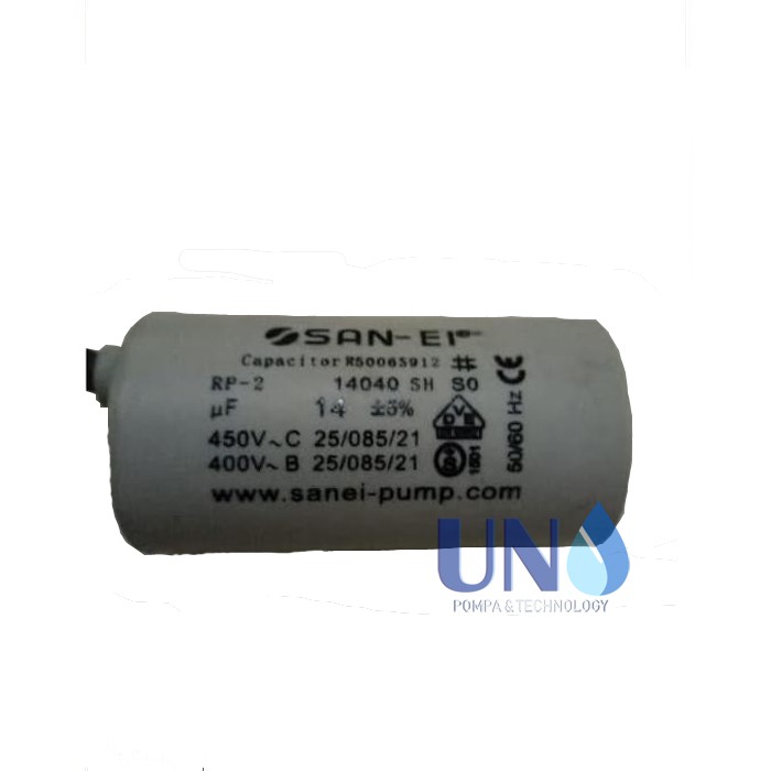 14 uf / 450 Volt SanEi Capacitor / Kapasitor Bulat Pompa Air