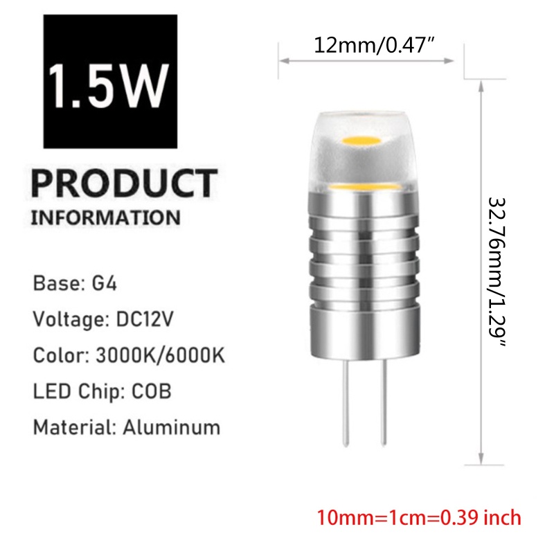 Btsg 1Pc Lampu Bohlam LED COB G4 Mini 1.5W DC 12V Bahan Aluminum Untuk Chandelier