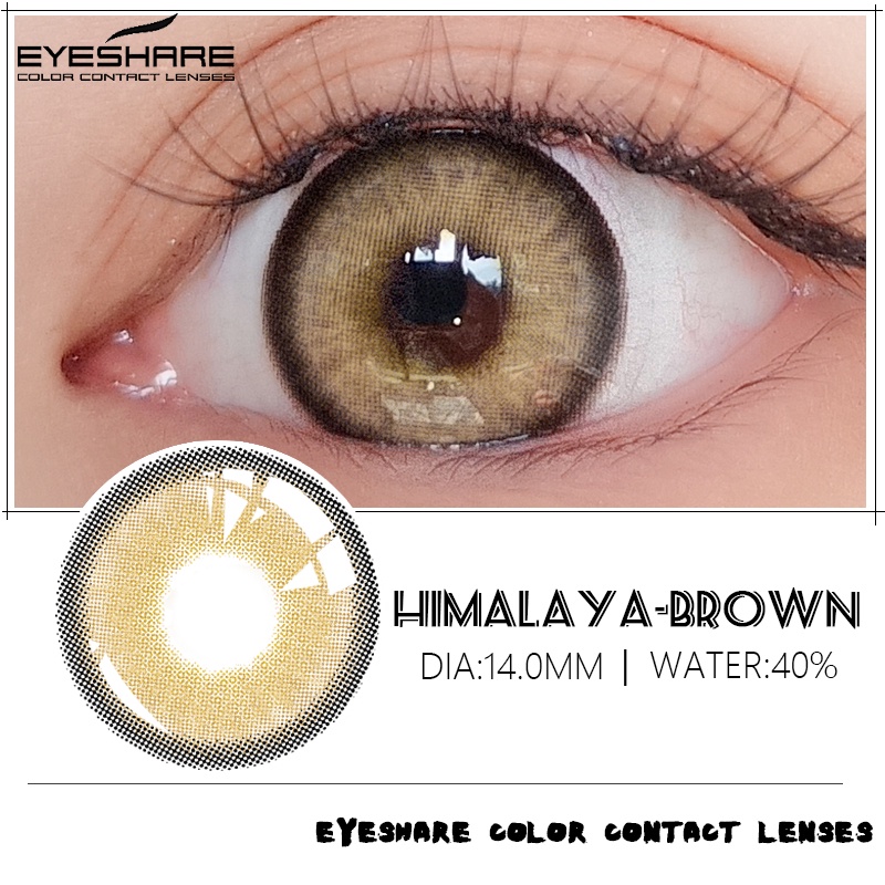 【COD&amp;Spot】Sepasang lensa kontak berwarna diameter 14.2MM mata soflen brown softlens natural soflens korea aesthetic softlens minus(0.00) free lenscase big eye HIMALAYA BROWN GRAY GREEN Fresh harian soflen