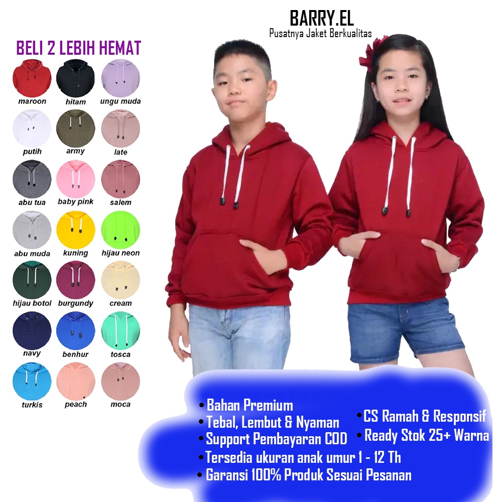 Jaket Jacket Switer Hudi Baju Atasan Bayi Perempuan Laki Pria Wanita Kecil Tanggung Polos Lucu Berku