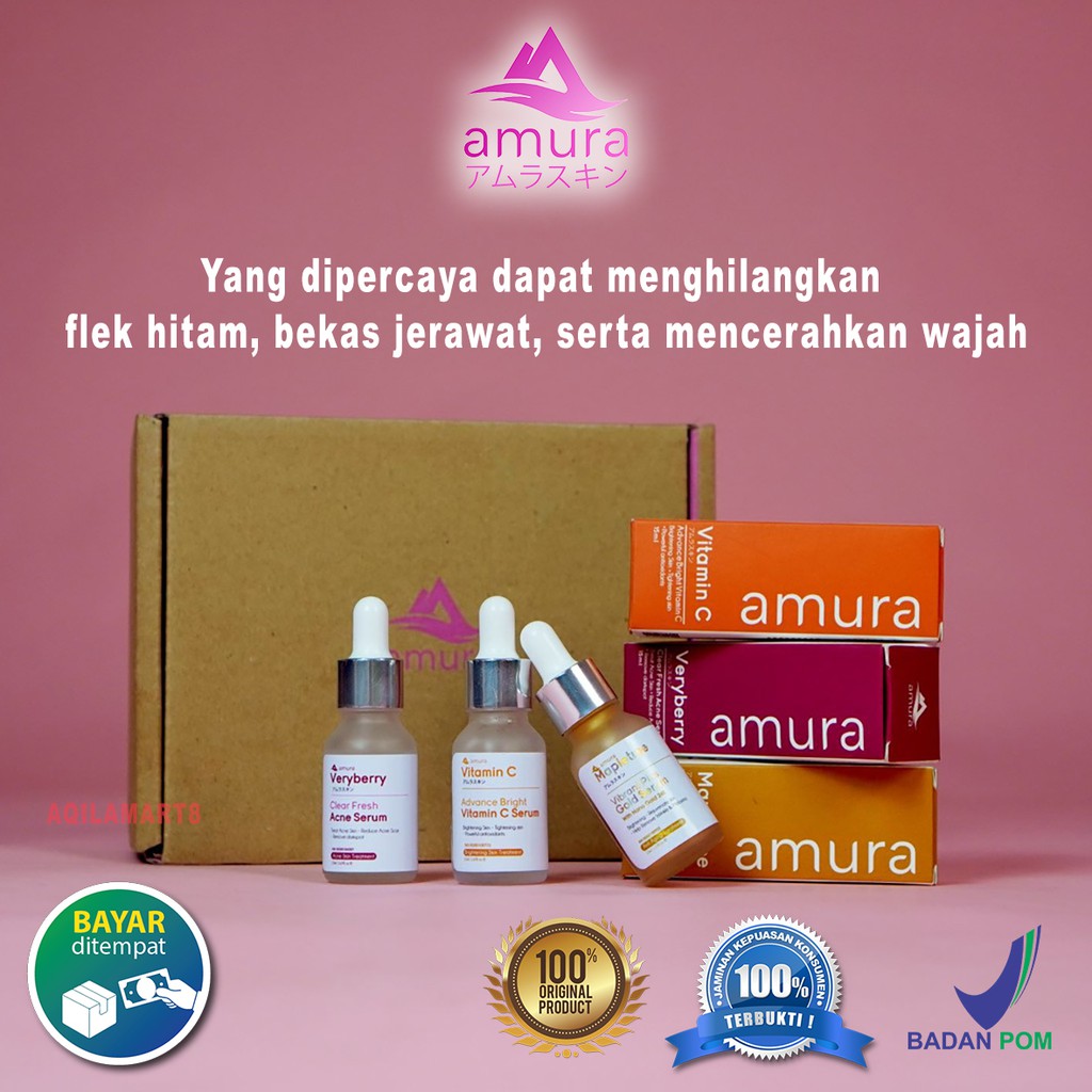 Amura Expert Serum Original Brightening Gold Penghilang Flek Hitam Bekas Jerawat Acne Wajah Glowing