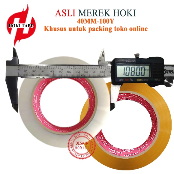 40mmx100Y ASLI MEREK HOKI KHUSUS UNTUK PACKING TOKO ONLINE MURAH / FULL PANJANG LAKBAN BENING DAN COKLAT ISOLASI HOKI TAPE