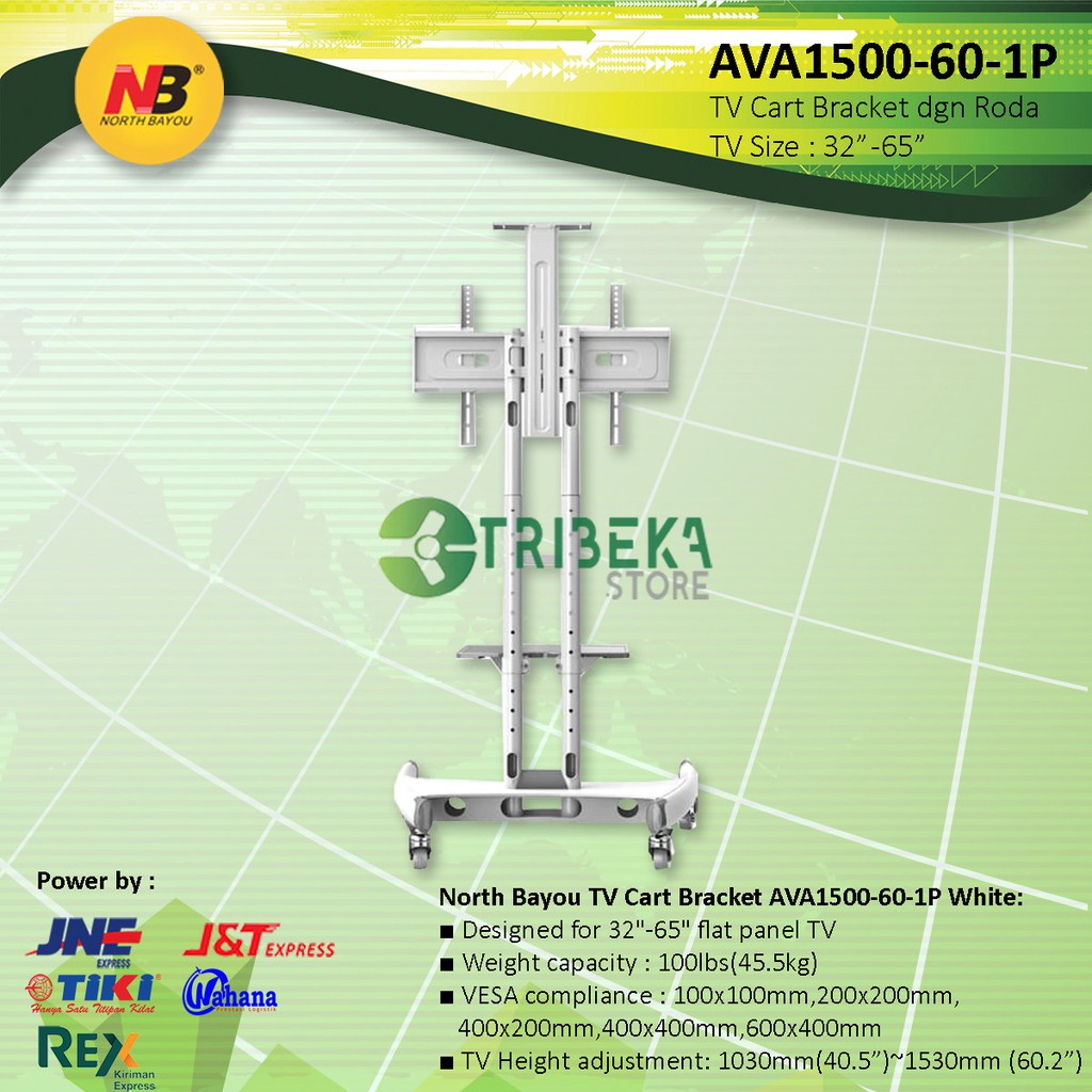 North Bayou Ava1500 60 1p Steel Tv Stand Dgn Roda 32 60 Shopee Indonesia