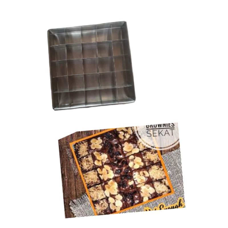Loyang Kue Brownies Sekat 20x20 isi 25 Lubang / Cetakan Kue Sekat