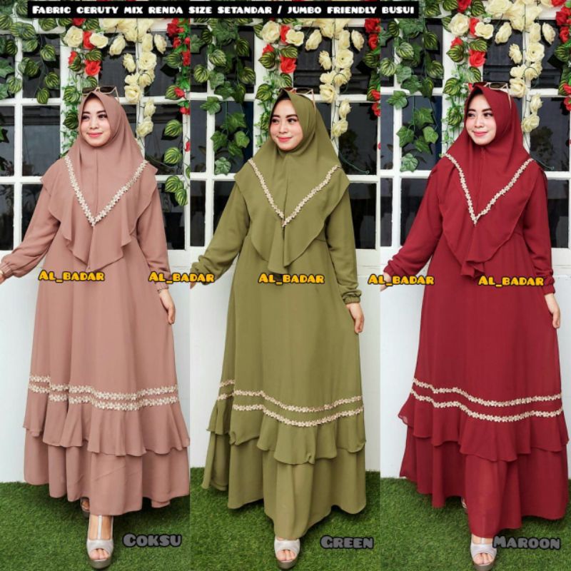 GAMIS CERUTY BABYDOLL SYARI/GAMIS PLUS HIJAB SYARI/GAMIS RENDA MELATI/RENDA PERADA