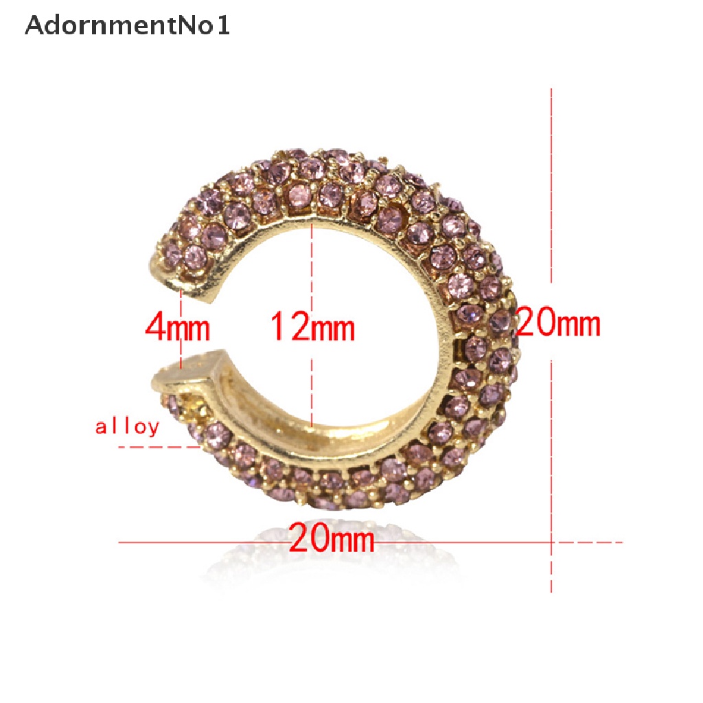 (AdornmentNo1) 1pc Anting Klip Bentuk C Gaya Boho Bahan Alloy Aksen Kristal Untuk Perhiasan Wanita