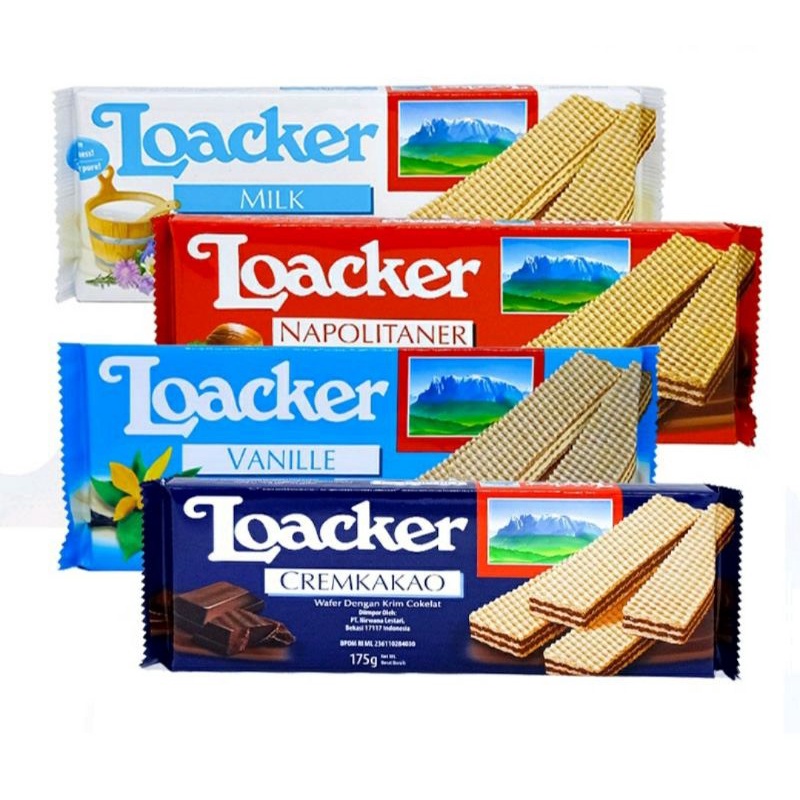 

Loacker Wafer 175 gr - Snack Biskuit Wafer Loacker - Cocoa - Milk - Vanille - Napolitaner