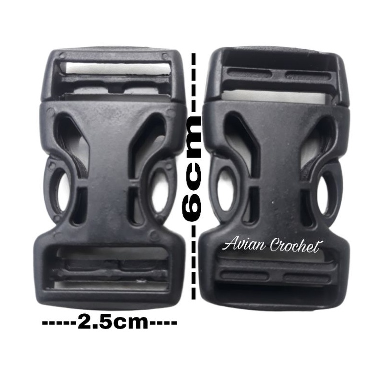 Buckle /slop tas 2.5 cm Hitam  (kunci sodok)