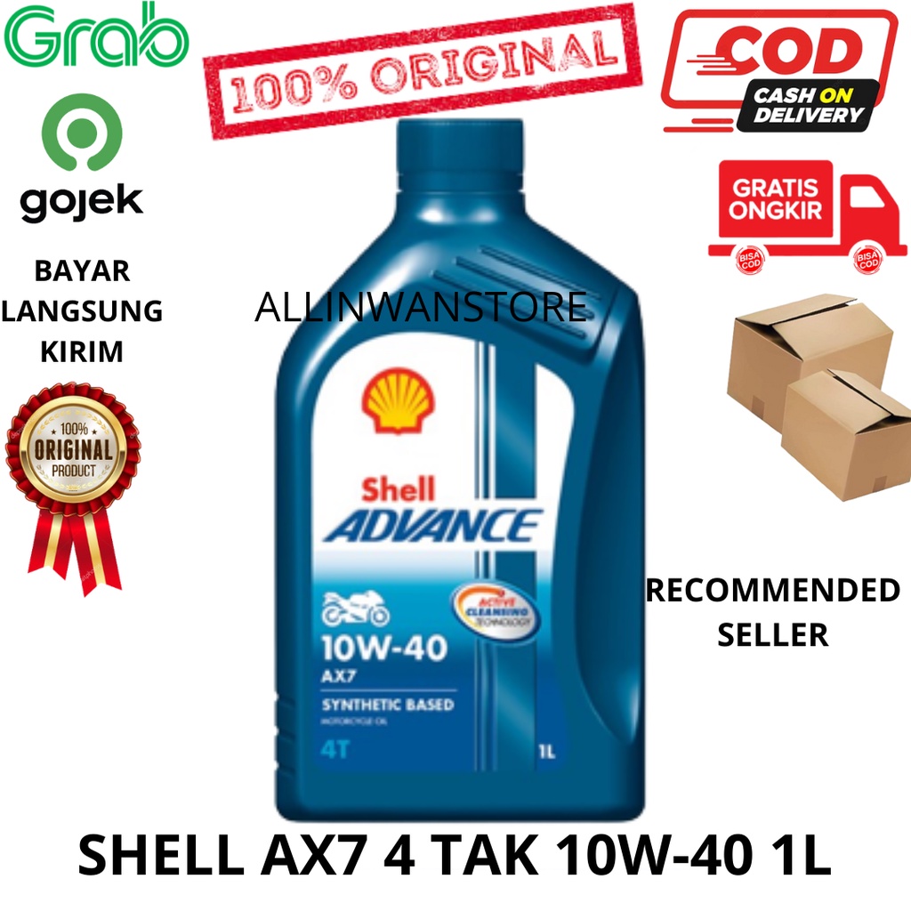 OLI SHELL ADVANCE AX7 4TAK 10W40 1L 1 Liter SPORT ASLI ORIGINAL