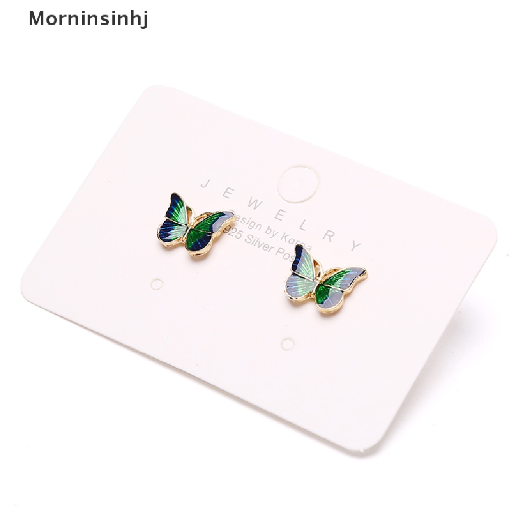 Mornin Vintage Fashion Enamel Hijau Kupu-Kupu Stud Anting Telinga Tren Perhiasan Wanita id