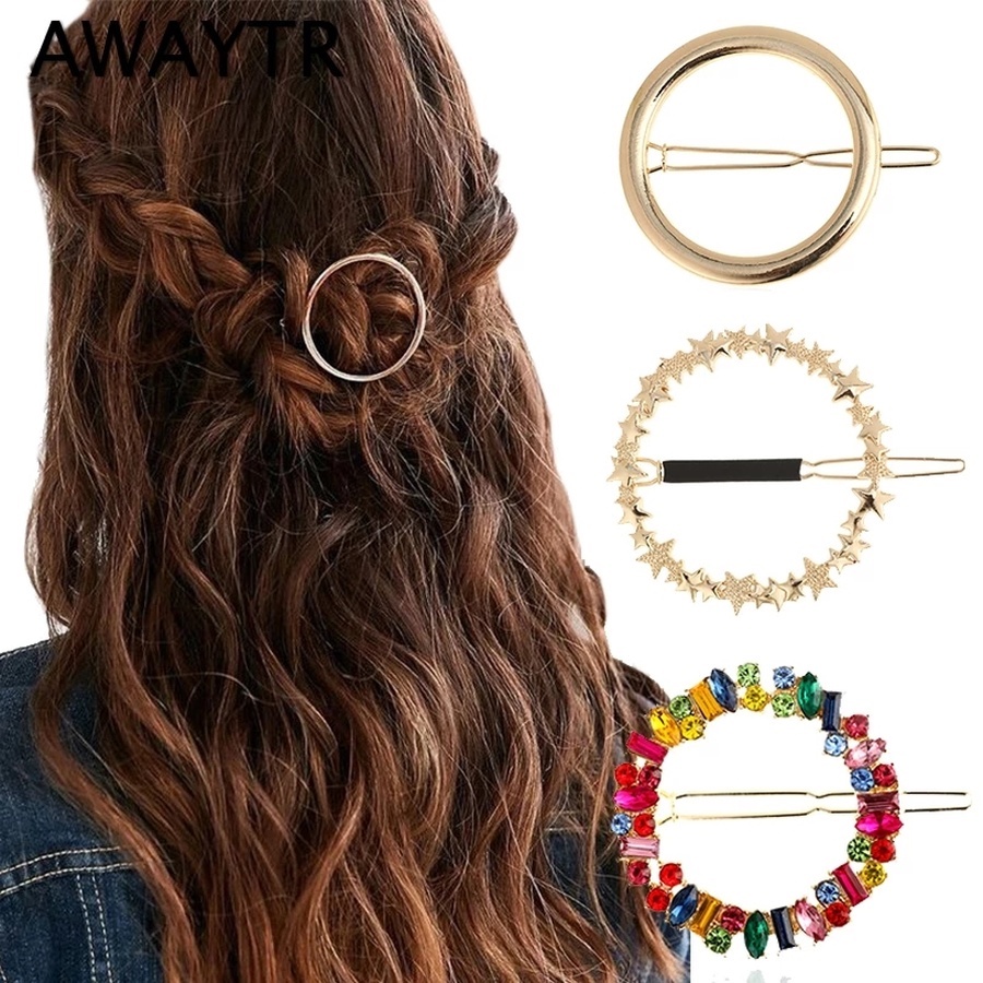 Jepit Rambut Ponytail Aksen Mutiara Berlian Imitasi Bahan Alloy Warna Gold Silver Gaya Korea Untuk Wanita