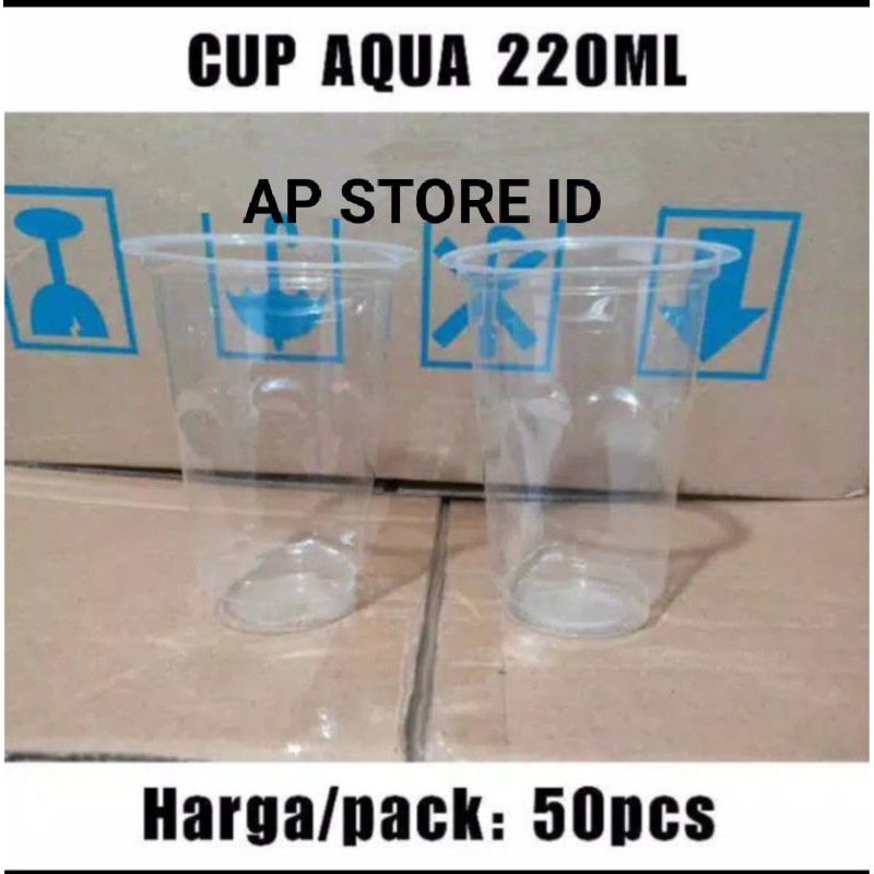 isi 50pcs Gelas aqua 220ml / gelas kopi plastik