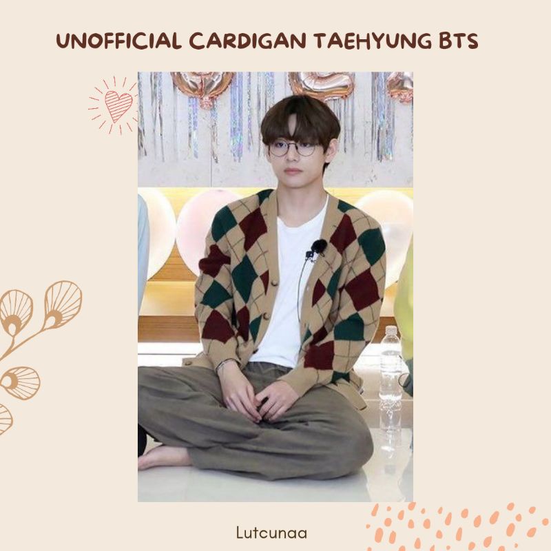 Pre-order Unofficial CARDIGAN TAEHYUNG BTS / CARDI BELAH KETUPAT SIDO MOTIF UNISEX