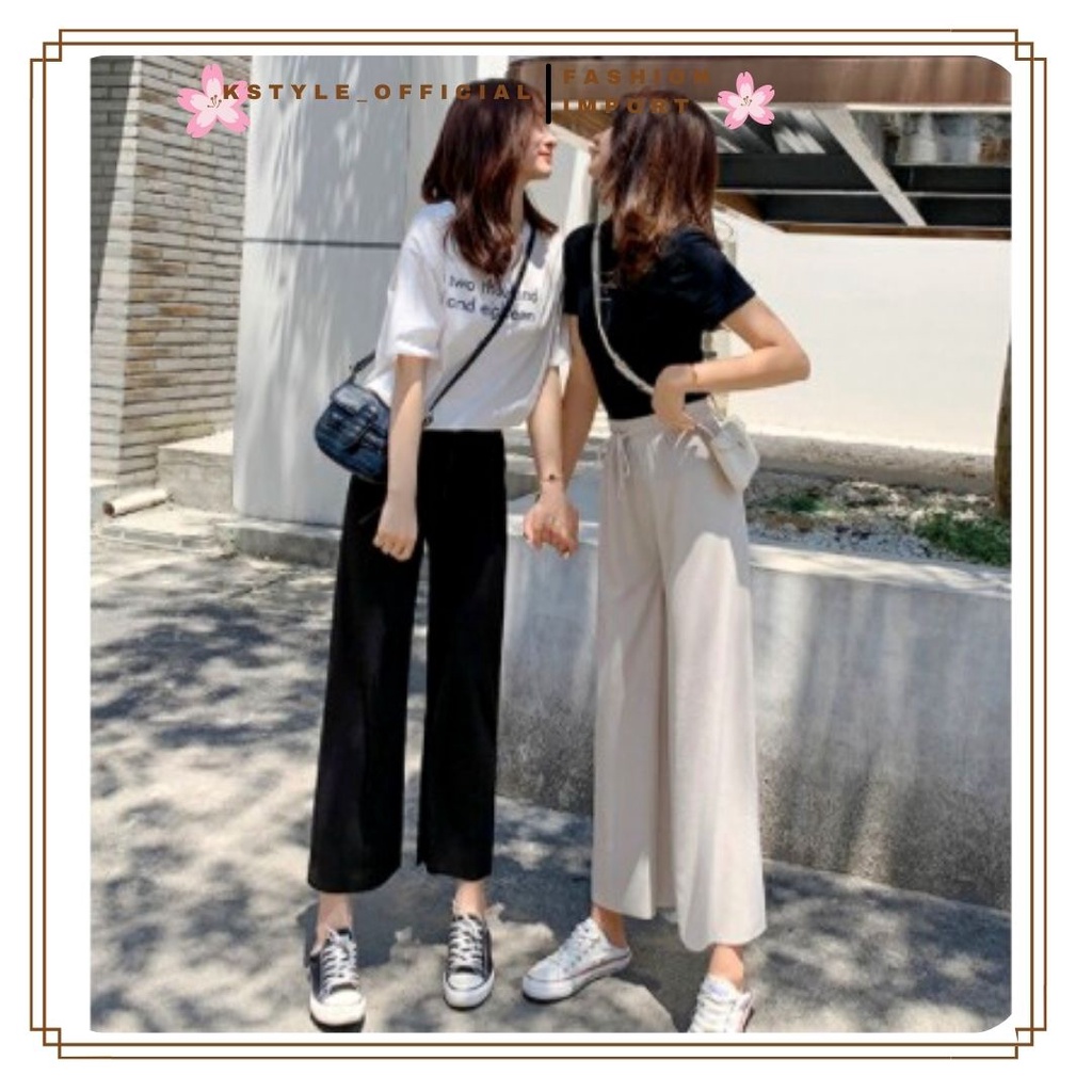 KSTYLE // Celana Kulot Korea Oversize Polos Pant Long Fashion Wanita Kpop Style Art
